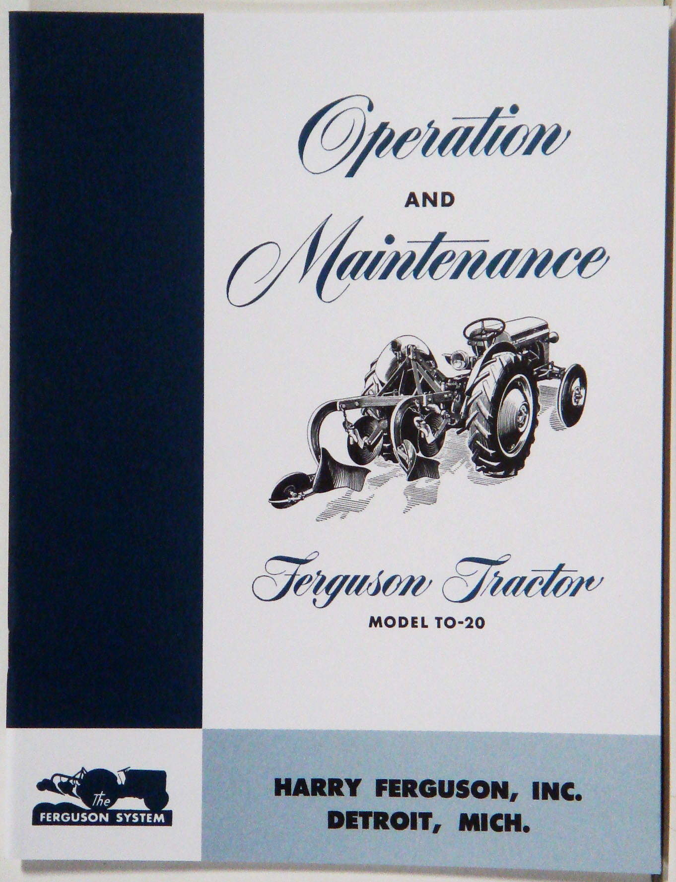 TO-20 Ferguson Tractor Owners Manual